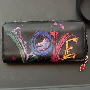 Christian Louboutin Black Multicolor Love Wallet